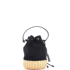 Prada Drawstring Bucket Bag Canvas and Wicker Small - Image 3 of 4