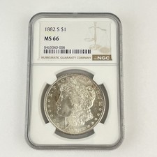 United States 1882 S 1882S Silver Morgan Dollar Coin NGC Graded MS 66 MS66