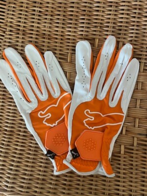PUMA 2 Golf Handschuhe rechte Hand orange/weiß Linkshänder Gr. L   NEU