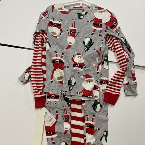 2 Set Pk 4 Pc New Just One You Carter's Santa Pajama Set Size 5 red white grey - Picture 5 of 7