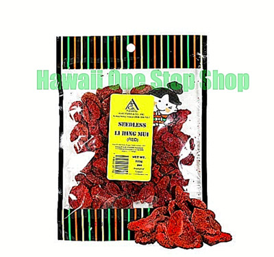  Asia Trans SEEDLESS RED LI HING MUI Hawaii Dried Fruit Snack Candy 4 oz Bag 