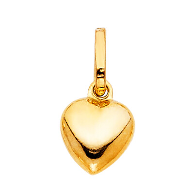 GOLD - 14K Gelbgold schlichter Herz Charm Anhänger für Halskette oder Kette