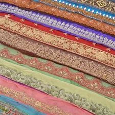Sanskriti Vintage Saree Border Combo Assorted 10 YD Embroidered Craft Sari Lace