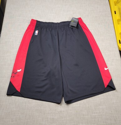 NIKE Chicago Bulls Shorts XL Tall Mens Black Red White NBA Team Issue Basketball