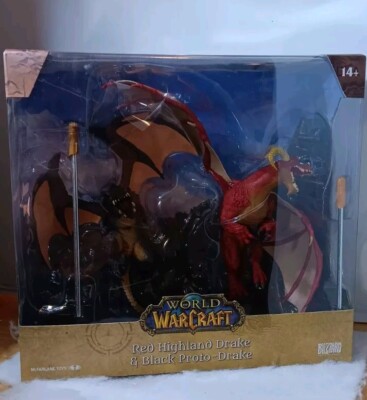 Figurines McFarlane's Dragons - World Of Warcraft - Red Highland Drake & Black Proto-Drake