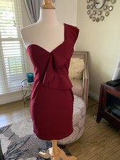 NWT Lulus maroon one shouldered dress w/ ruffle dress size S