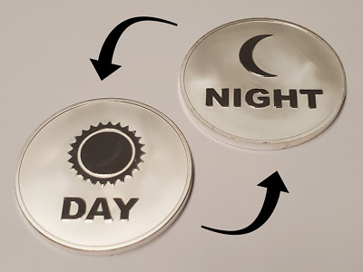 1x Day / Night Silver Clad Token Great for tracking time in games like Magic MTG