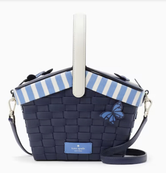 kate spade バック 蝶 ハンドバック NWT Kate Spade Flutter Fly Picnic Basket - Crossbody Bag Blue