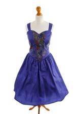 Robe De Soirée Vintage Lila Bleu Satiné HÖPFNER Taille 40