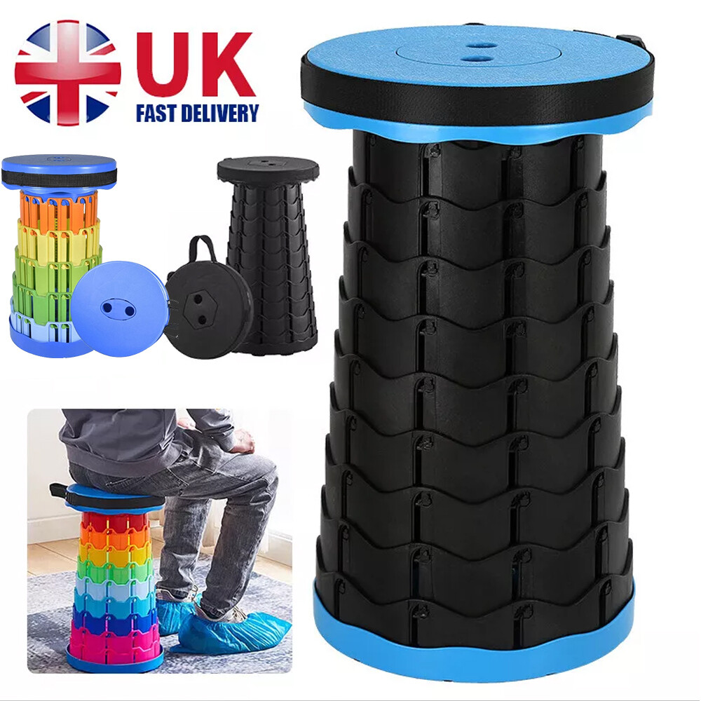 Foldable Tripod Stool - Ultra Portable 20" High Camping Chair For Tall People With Zippered Pocket Black Gray New Open Box