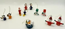 Lot of 11 Assorted Miniature Wooden Christmas Ornaments 1-2 inch