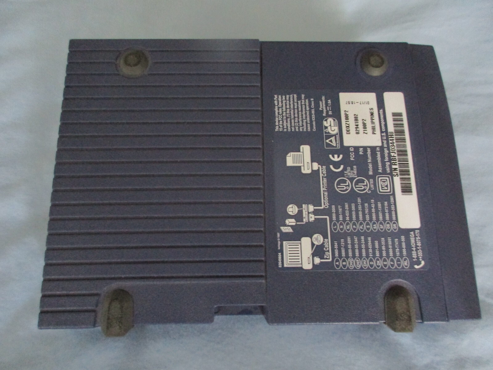 Iomega ZIP 100MB Parallel Port Drive Z100P2 w/ Cable & Power Supply eBay