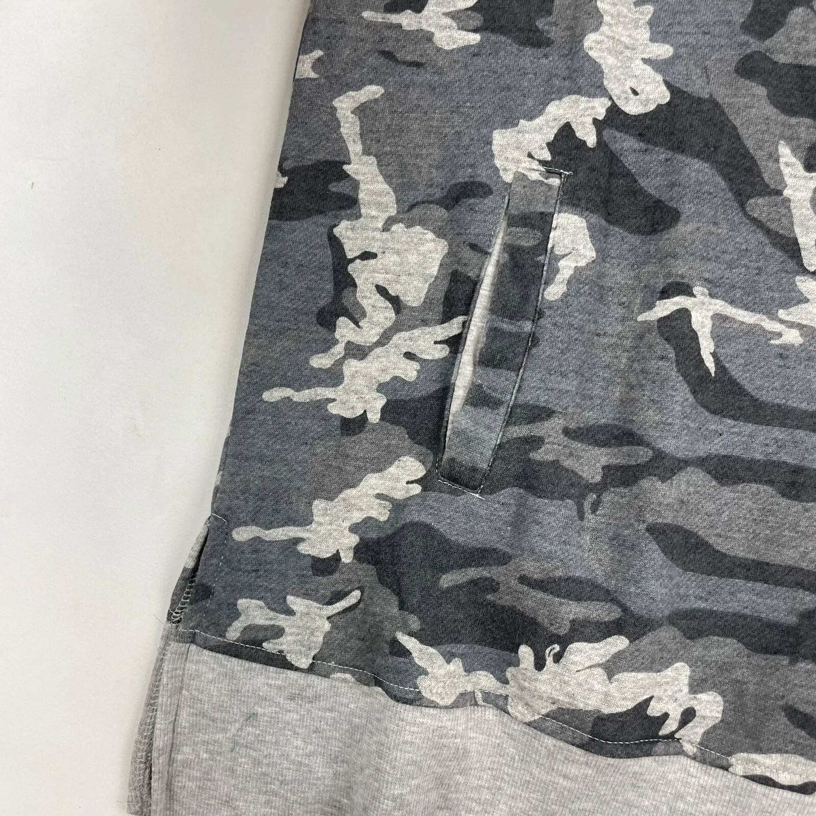 VETEMENTS Felpa con cappuccio mimetica da donna grigio cotone su manica a cravatta taglia L elastica