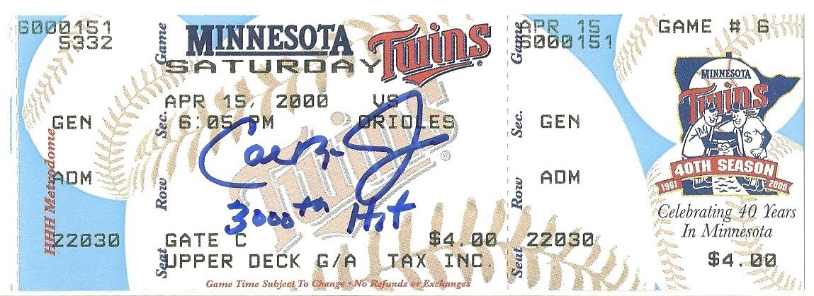 Cal Ripken Jr. Autographed Signed Baltimore Orioles 3000th Hit Ticket Orioles Twins 4/15/2000 ! Fanatics 