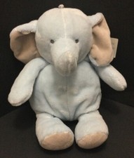 Carters Baby Blue Elephant Rattle 61298 Stuffed Animal Plush 9.5" Lovey
