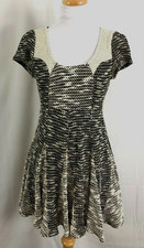Anthropologie Vanessa Virginia Women Dress Ivory Black Ruffles Cotton Small