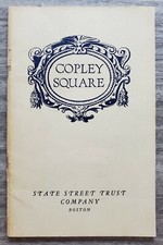 Vintage Copley Square Boston Mass 1941 Booklet State Street Trust Company