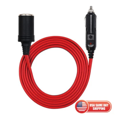 HUHOU 12V Cigarette Lighter Extension Cord Cable 12 FT Heavy Duty DC Power Socket Plug