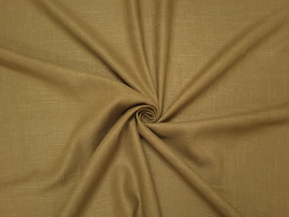 Covington JEFFERSON LINEN OLIVE Brown Green Solid Designer Drapery Uph Fabric - Image 4 of 4