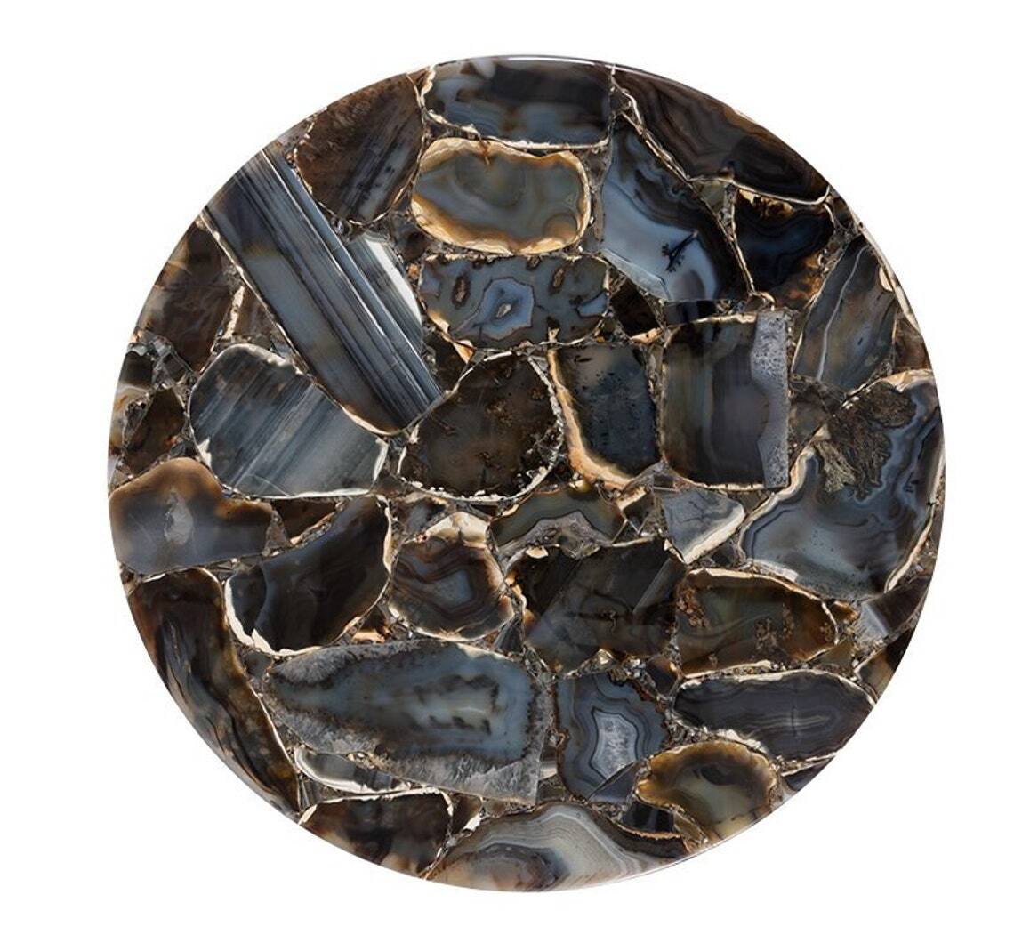 13x13 Inch Wild Agate Round Side Table for Indoor Outdoor Decor