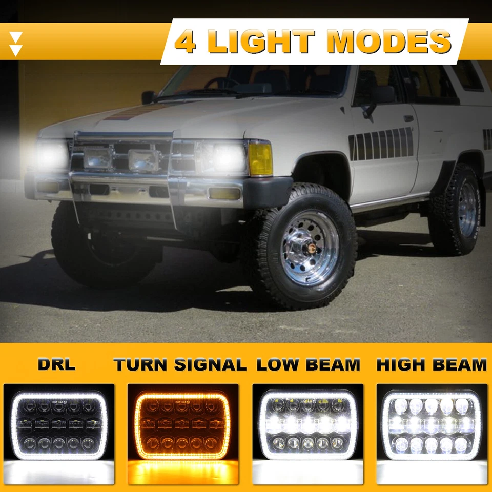 2x 7x6" 5x7" LED Headlights DRL Hi/Lo Turn H6054 H5054 For Plymouth Colt 79-1988 - Image 2 of 4