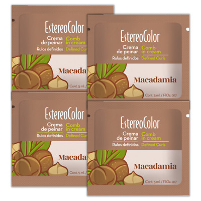 EstereoColor Macadamia Hair Styling Cream, Defines Curls, Anti-Frizz, 4-Pouches