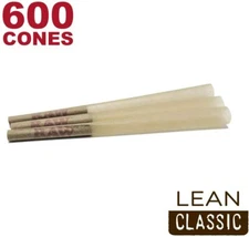 RAW 600 Classic Lean Natural Cones - Natural Unbleached Rolling Papers