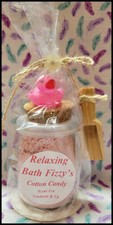 NEW Handmade 'Cotton Candy' Relaxing Bath Fizzy's W/Wood Scoop  Rubber Duck 7oz