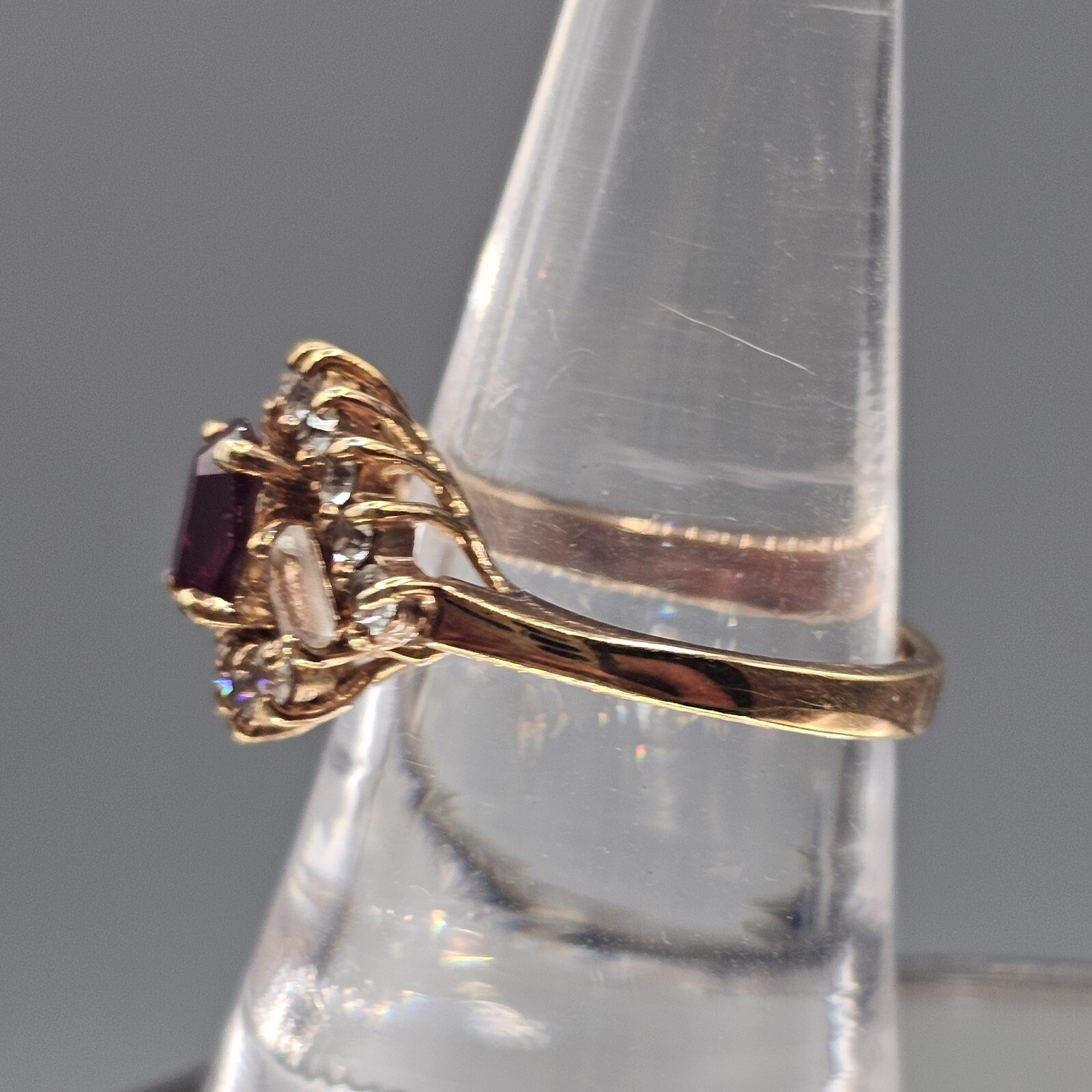 18k Yellow Gold Plated Simulated Ruby Ring Size 7… - image 4