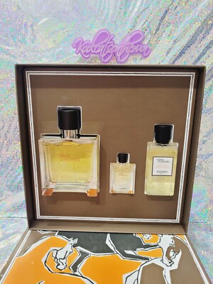 TERRE D HERMES By HERMES Paris 2.5oz + 0.17oz Parfum Pure Perfume + Gel Gift Set