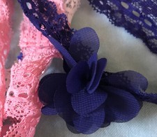 Baby Set Of 3 Lace Floral Embellished Pink ,Navy & Cream Hairbands