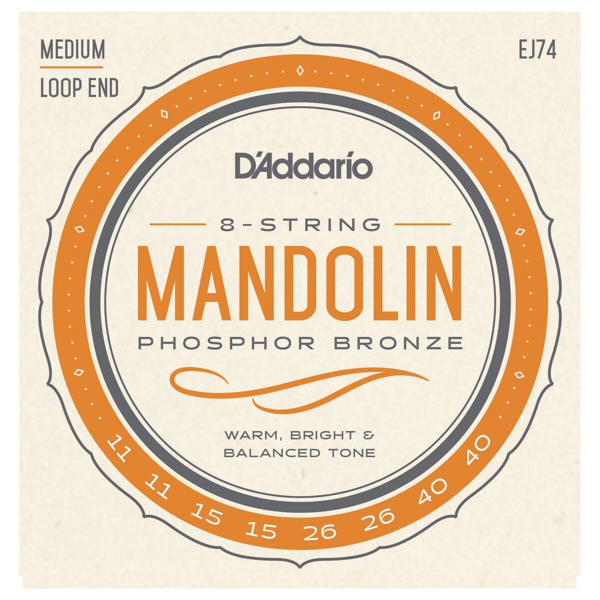 D'ADDARIO EJ74 CORDE PER MANDOLA PHOSPHOR BRONZE MEDIUM GAUGE 11-40