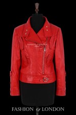 Essence Red Ladies Biker Style Real Lambskin Designer Short Leather Jacket 4110