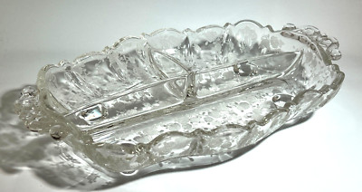 Cambridge   ROSE POINT CLEAR   9'' 3 Part / 2 Handled / 4 Footed Dish   3900/125