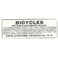 Peck & Snyder Bicycles Nassau St. New York c1890 Victorian Ad AE9-CH4