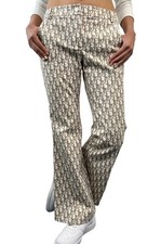 Christian Dior Vintage 2005 Trotter Monogram Pants Bottoms Zip 36 Brown Cotton