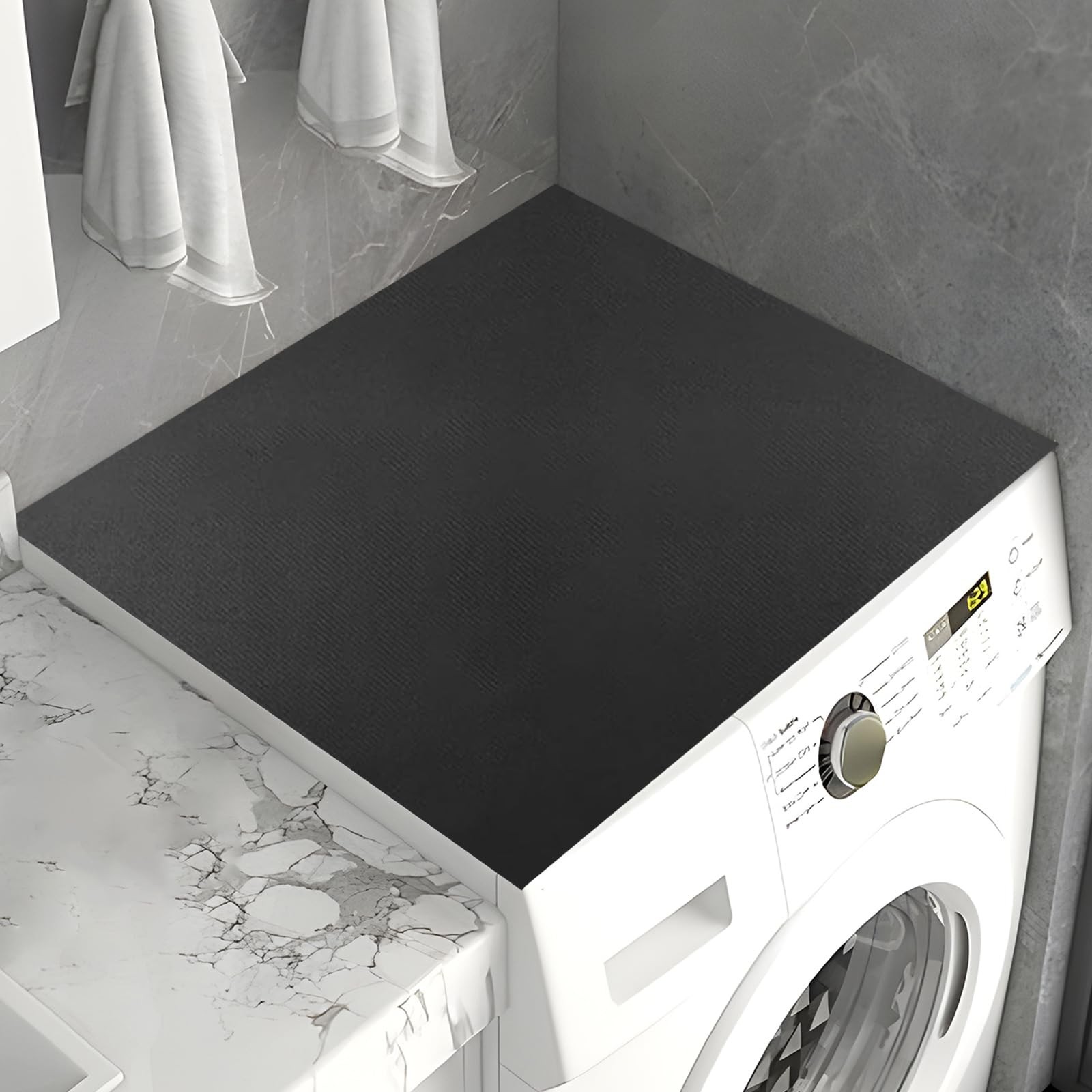 Tapis dessus machine à laver 60x60 cm noir antidérapant en caoutchouc