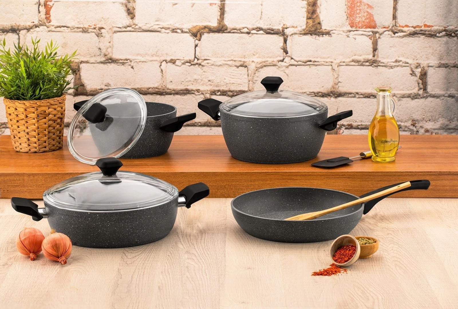 Zest Gusto Collection 7-Piece Non-Stick Granite Cookware Set