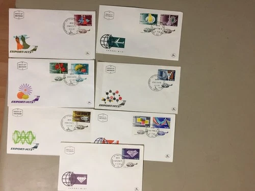 Seven Israel fdc with AIR MAIL stamps
