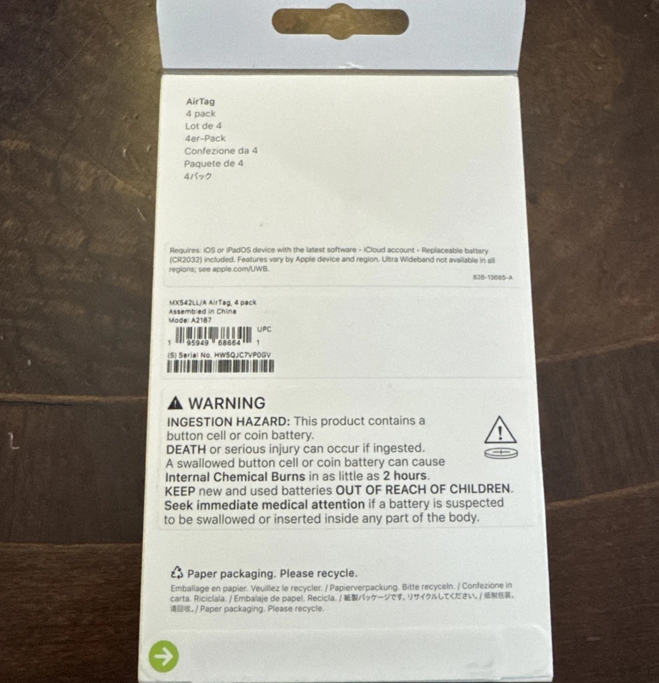 Apple AirTag 4 Pack MX542LL/A A2187 – Brand New – Never Activated - Image 2 of 2