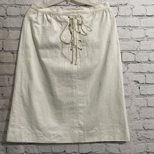 CELINE Vintage Macadam Gold Button 1980 s Cream Skirt Lace Up Stunning MCM