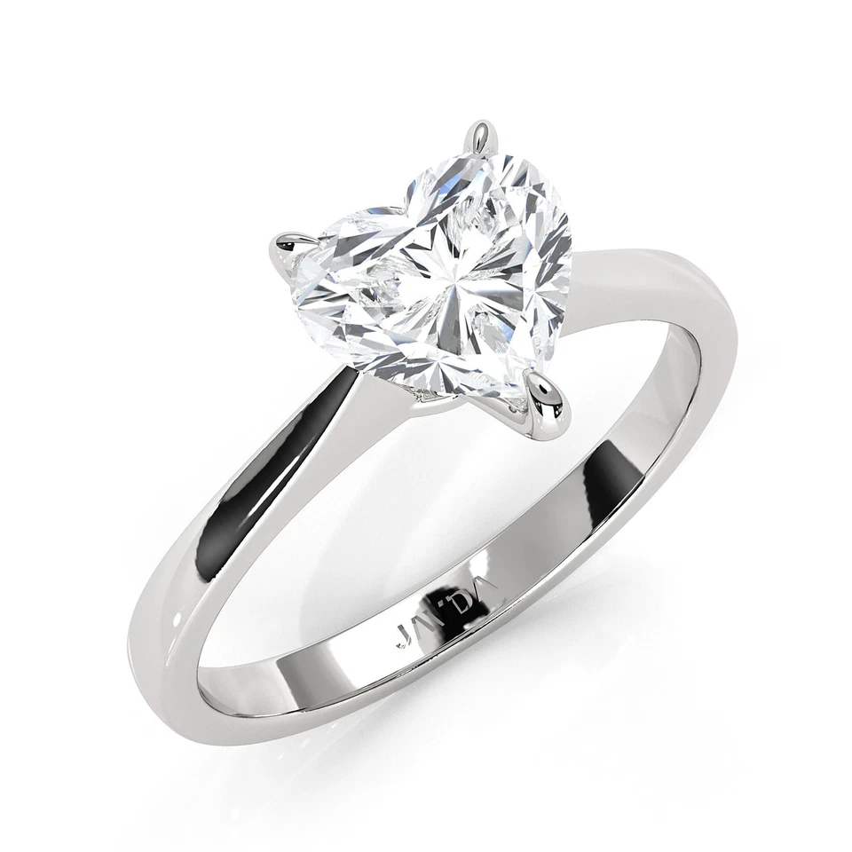 Anillo de compromiso de diamantes con corazón solitario Tapper de 2 mm GIA H SI1 de oro de 0,71 quilates Foto 3 de 4