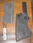 Forged Clever Knife Damascus Mix Material Tactical Hunting Camping w/ Sheath — photo 1