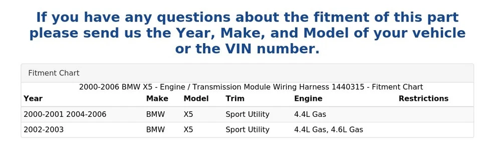 BMW X5 2000-2006 - Arnés de cableado de módulo de motor/transmisión 1440315 Foto 4 de 4