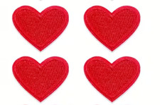  4 RED HEARTS - LOVE - Embroidered Iron-On/Sew-On Patches