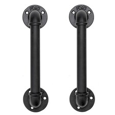 FOYO Set of 2 Industrial Pipe Door Pull Handle, Grab Bar, Towel Bar, Antique Rus