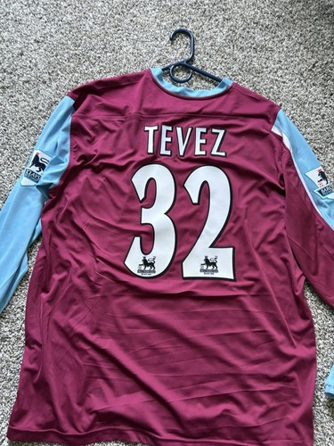 West Ham 2006/2007 LS Reebok Carlos Tevez Jersey Sz xL