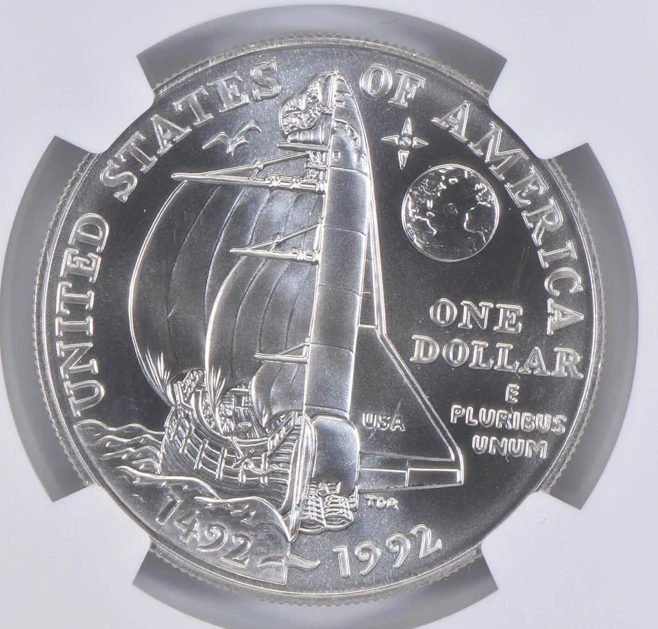 MS70 1992-D Columbus Commemorative Silver Dollar NGC *1449 - Image 4 of 4