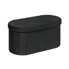 Bonlife Black Velvet Ottoman Storage Bench with Seat,Foldable Stool Living Room
