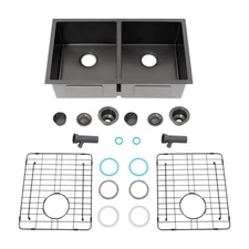 31" x 18"  Double Bowl Sink, Kitchen Sink, Sink with Grid and Drainer